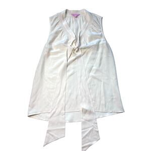 Lilly Pulitzer Women's XS Silk Dahlia Blouse Cream Off White Sleeveless